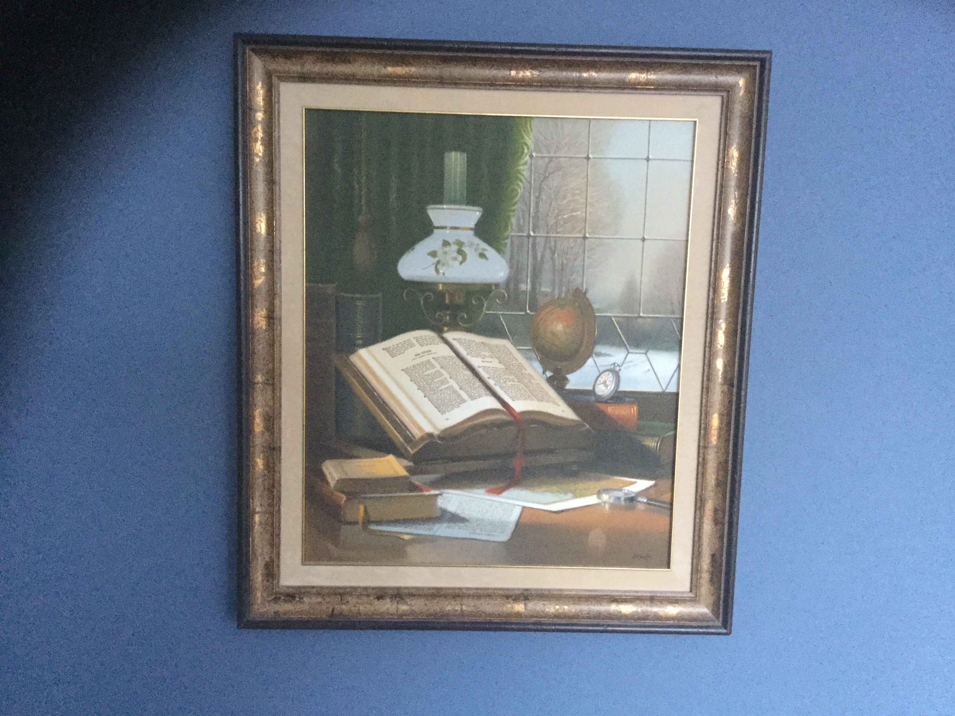 Still life study of books and maps by Walter Dusatti