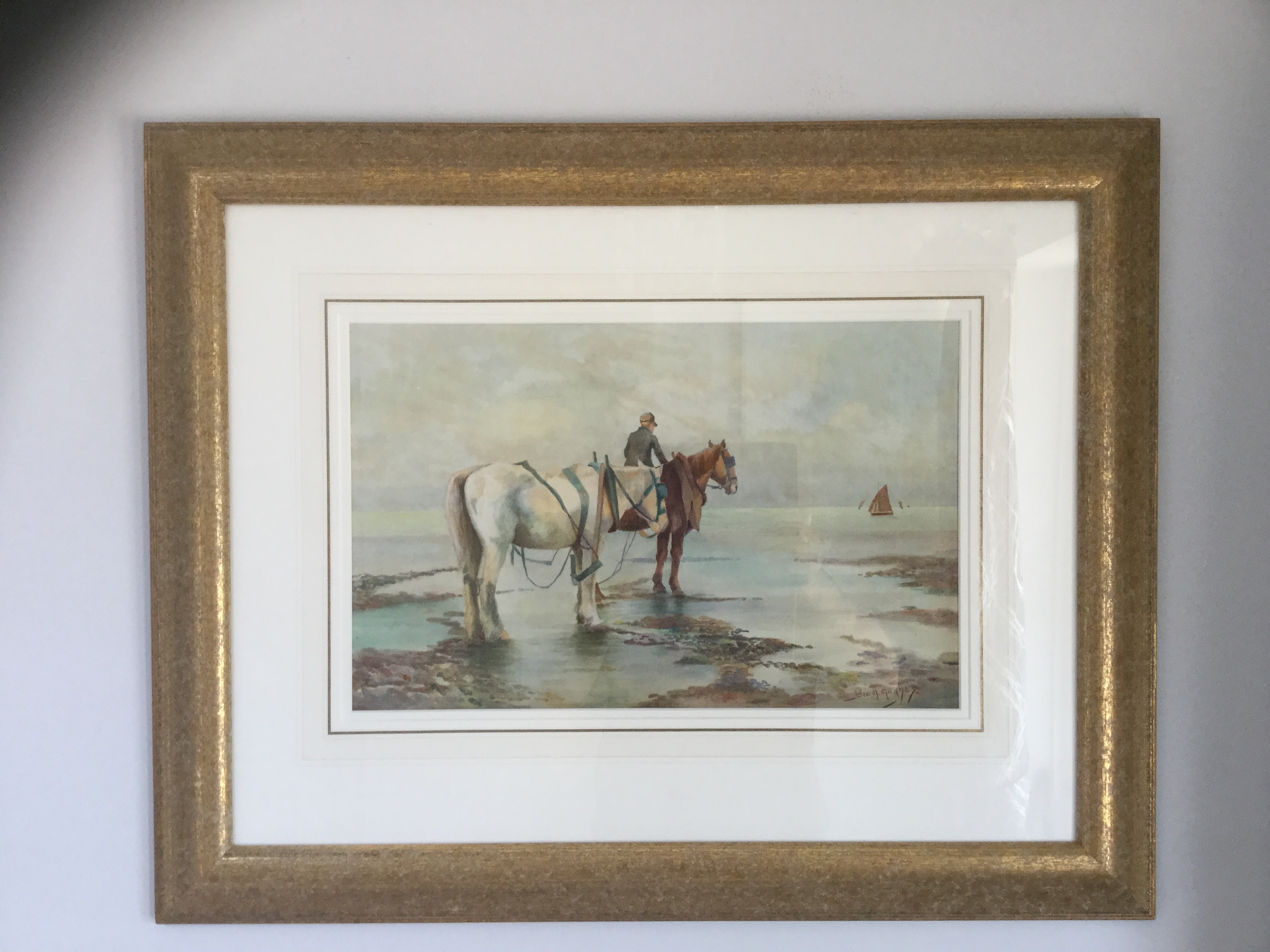 Horses by the beach by George H Hughes, 