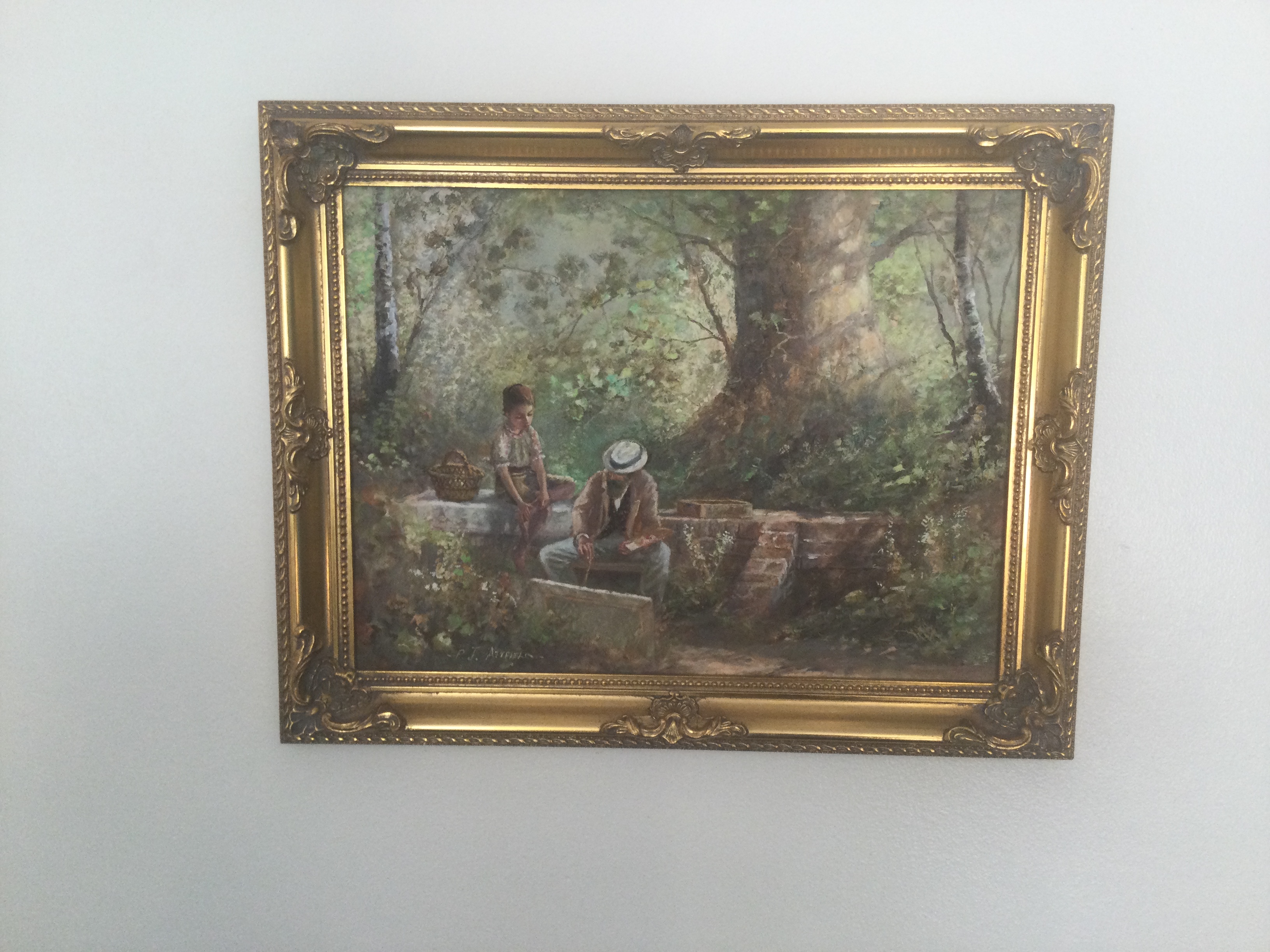 Artist and Child in Garden by Paul Attfield