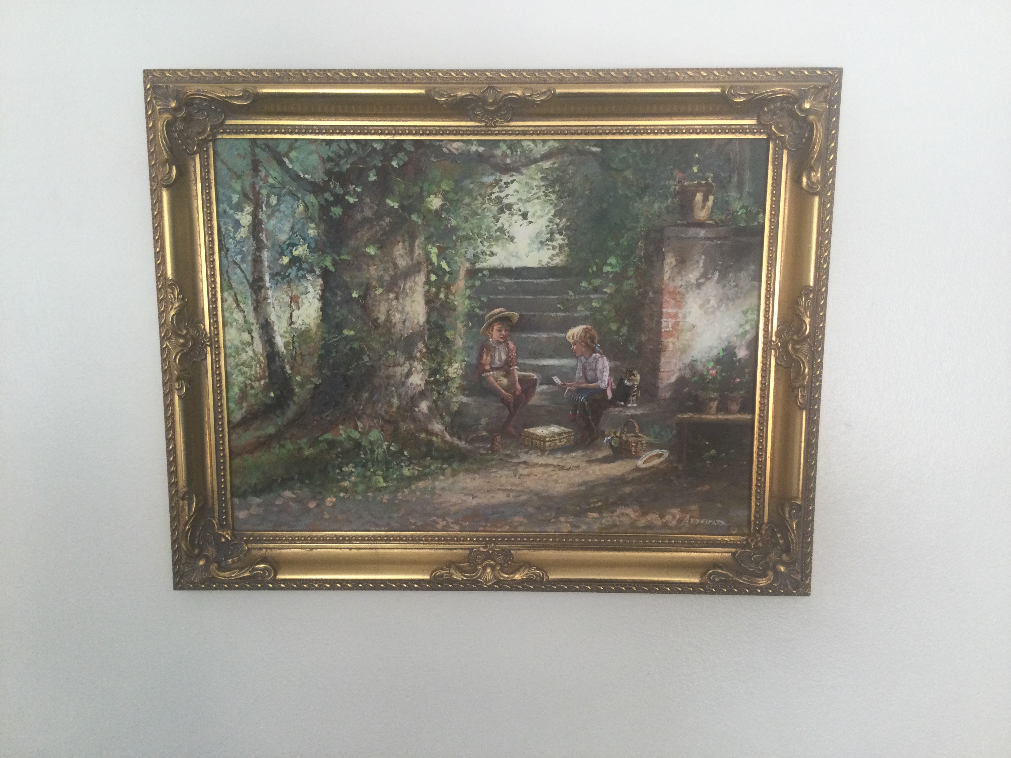 Children Playing Cards in. Garden Setting by Paul Attfield 