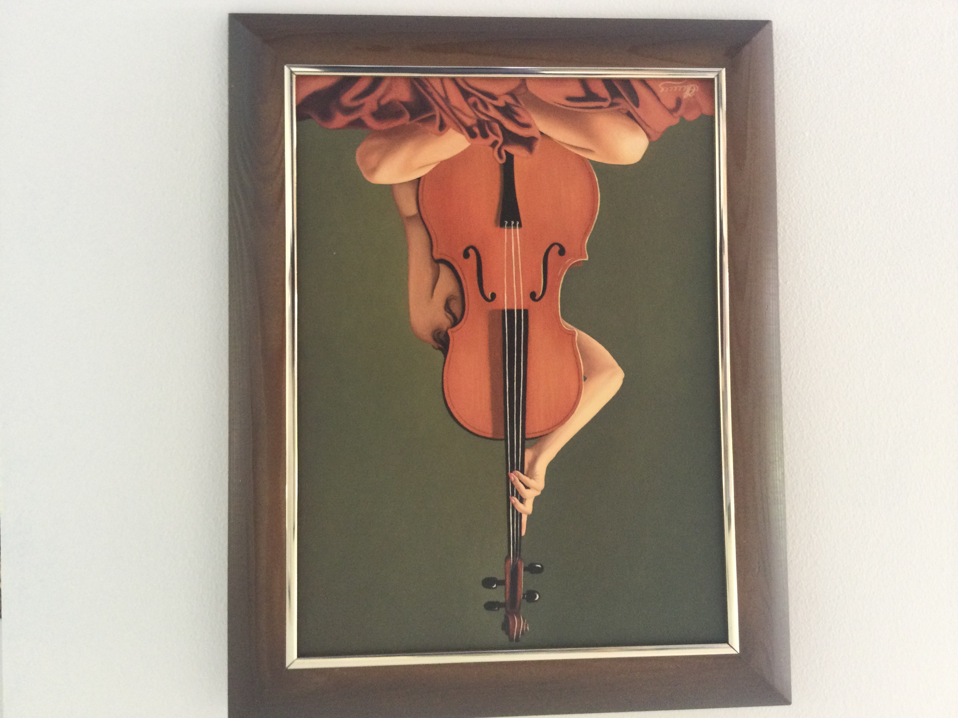 A lady with a Cello, oil on canvas by unknown artist 